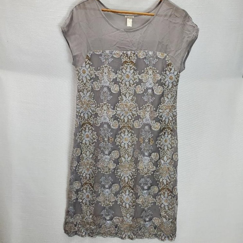Sundance Catalog Dress Womens S Gray Short Angelica Embroidery Dress